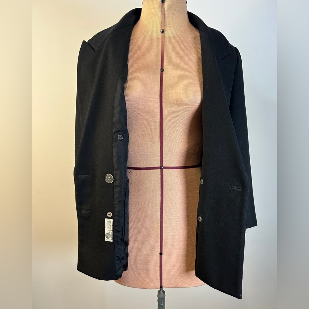 Vintage JH Collectibles Petites Double-Breasted Wool Blazer Black Size 4P - Picture 6 of 13